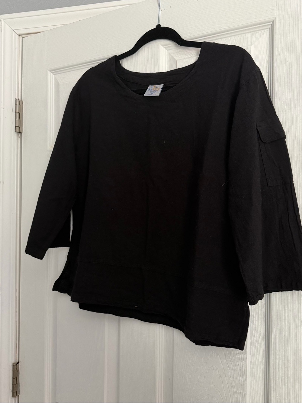 Sea Breeze Black Oversized Long Sleeve Top